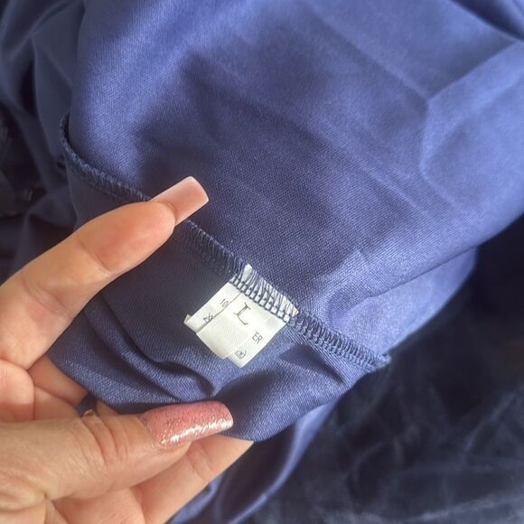 Luxurious Elegant Navy Evening Sequin Plants Detail Mesh Formal Dress - Picture 12 of 13